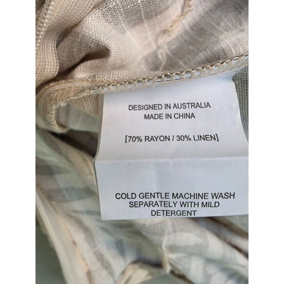 Petal & Pup Linen Blnd Wide Leg Jumpsuit Women Sz 2 Tie Front Floral Adjust Strp - Picture 10 of 12